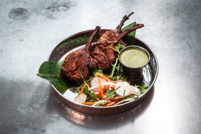 Tandoori Grilled Lamb Chops with Pomegranate Molasses marinated in warming spices and ginger-garlic, then grilled over for a smoky tandoori.